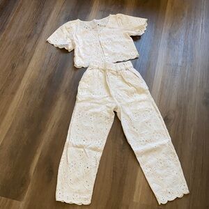 Zara girls eyelet scalloped matching set